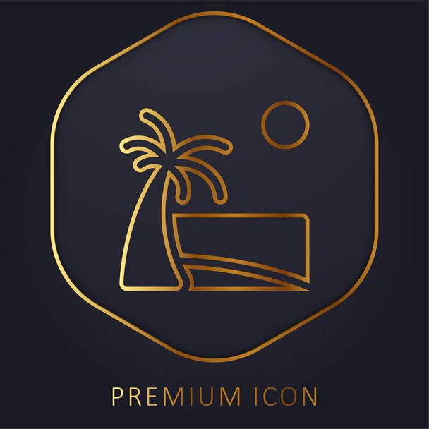 Praia linha dourada logotipo premium ou ícone - Vetor, Imagem