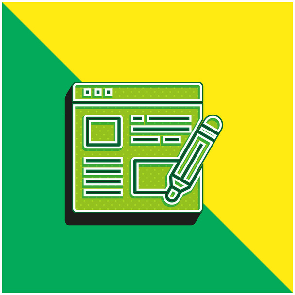 Blog Green and yellow modern 3d vector icon logo - Vector, Image