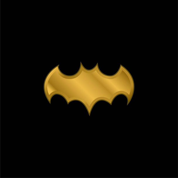 Μαύρο σχήμα νυχτερίδας με ανοιχτά φτερά επίχρυσο μεταλλικό εικονίδιο ή διάνυσμα λογότυπο - Διάνυσμα, εικόνα