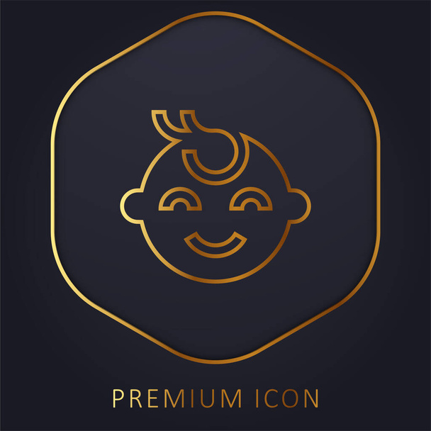 Дитячий хлопчик Золота лінія преміум-логотип або ікона - Вектор, зображення