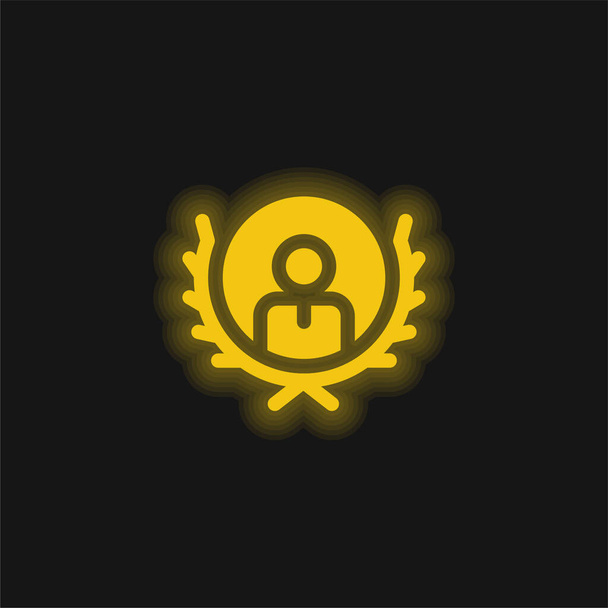 Prijs geel gloeiend neon pictogram - Vector, afbeelding