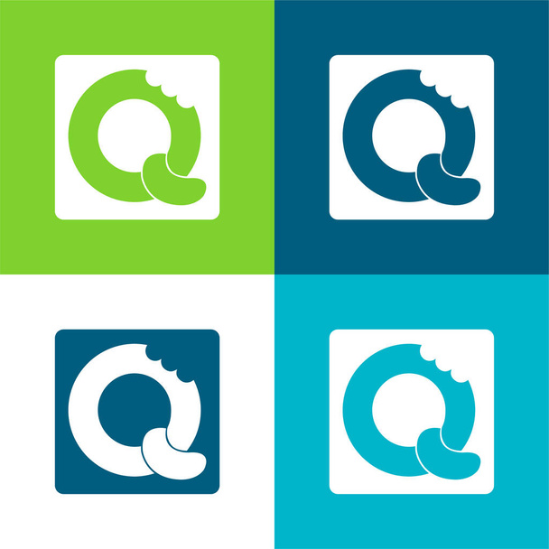 Bisquits Logo Lapos négy szín minimális ikon készlet - Vektor, kép