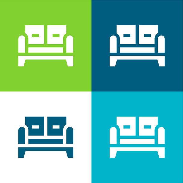 Karosszék Lapos négy szín minimális ikon készlet - Vektor, kép
