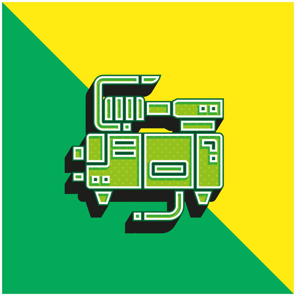 エアポンプ緑と黄色の現代的な3Dベクトルアイコンのロゴ - ベクター画像