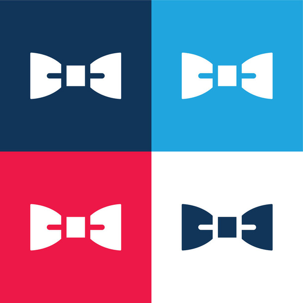 Bowtie bleu et rouge quatre couleurs minimum jeu d'icônes - Vecteur, image