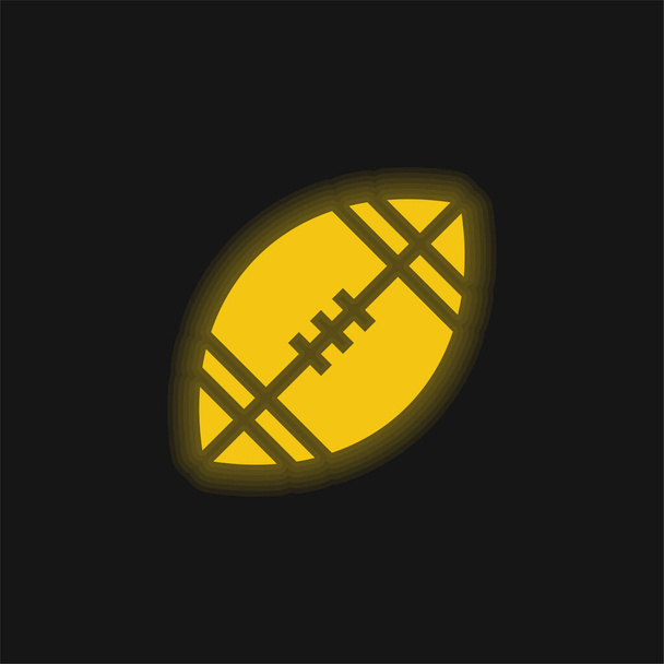 Amerikkalainen jalkapallo keltainen hehkuva neon kuvake - Vektori, kuva
