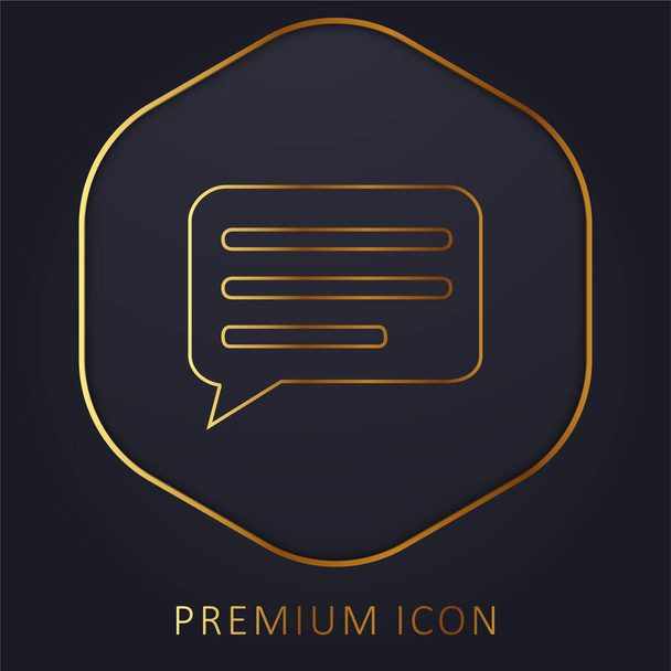 Bolla nera di discorso con le linee all'interno della linea dorata logo o icona premium - Vettoriali, immagini