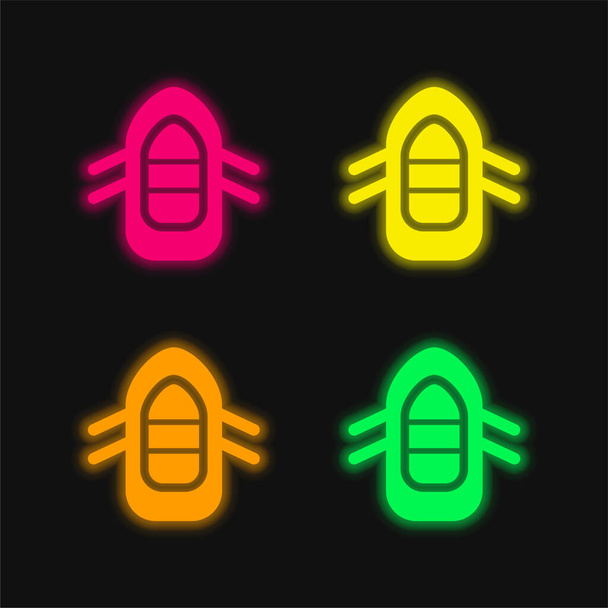 Boiting quattro colori incandescente icona al neon vettore - Vettoriali, immagini