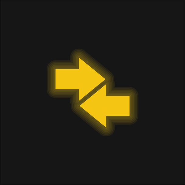 Βέλη κίτρινο λαμπερό νέον εικονίδιο - Διάνυσμα, εικόνα