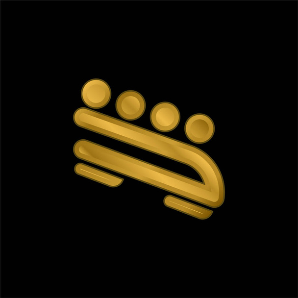 Bobsled altın kaplama metalik simge veya logo vektörü - Vektör, Görsel
