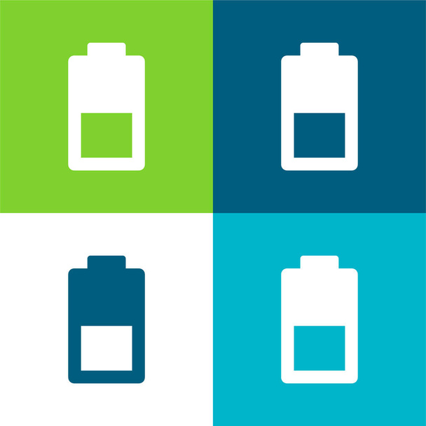 Batería plana de cuatro colores icono mínimo conjunto - Vector, imagen