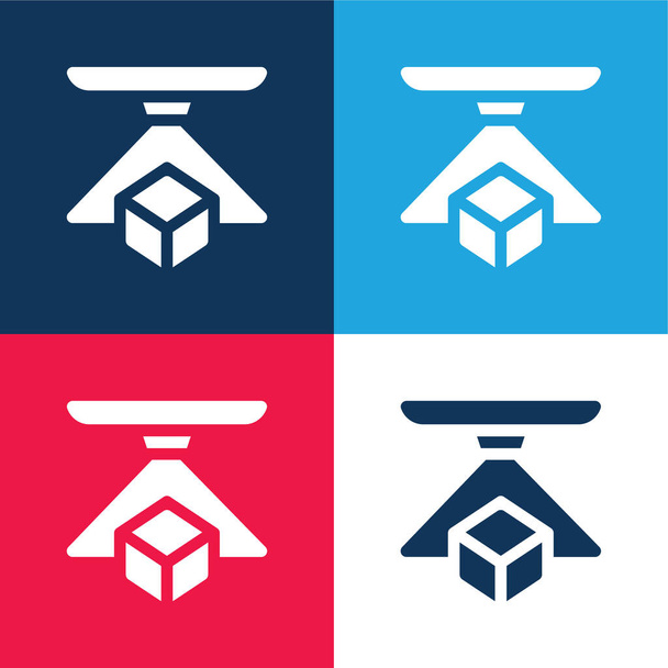 3d azul y rojo conjunto de iconos mínimo de cuatro colores - Vector, imagen