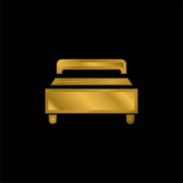 Dormitorio chapado en oro icono metálico o logo vector - Vector, Imagen