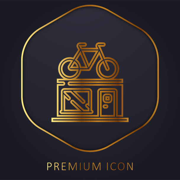 Negozio di biciclette linea dorata logo o icona premium - Vettoriali, immagini