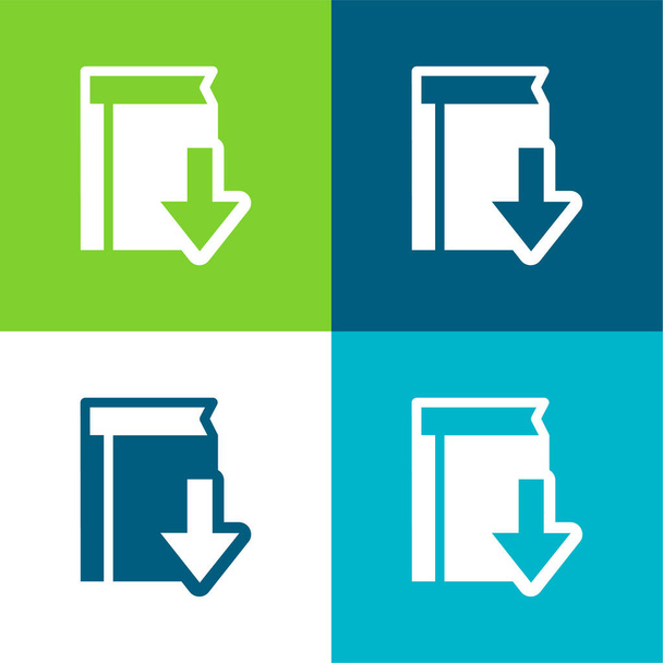 Libro Descargar Interfaz Símbolo Plano de cuatro colores mínimo icono conjunto - Vector, Imagen