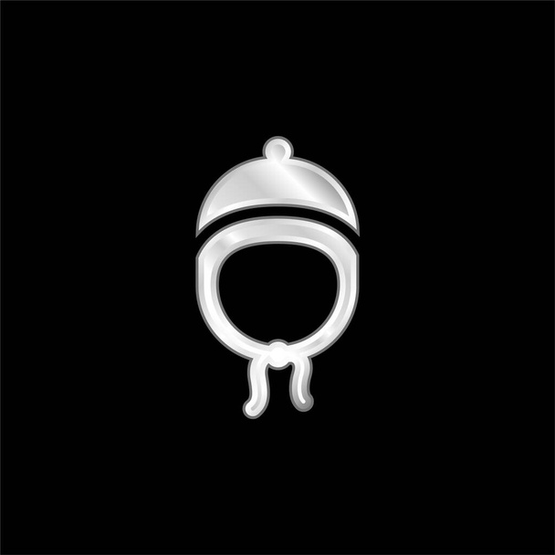 Cappello bambino argento placcato icona metallica - Vettoriali, immagini