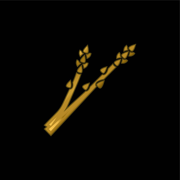 Asparagus gold plated metalic icon or logo vector - Vector, Image