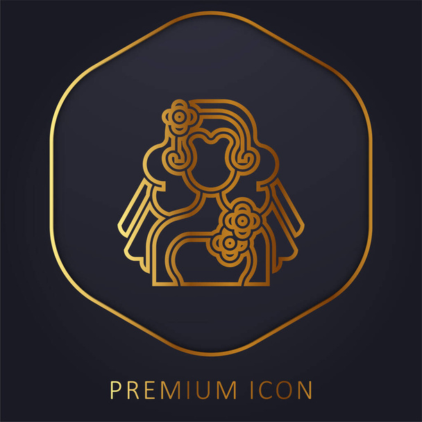 Złota linia panny młodej logo premium lub ikona - Wektor, obraz