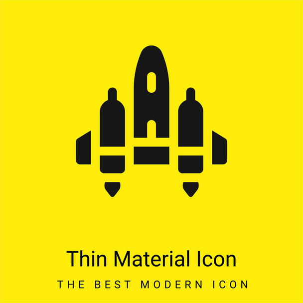 Aircraft minimal bright yellow material icon - Vector, Image
