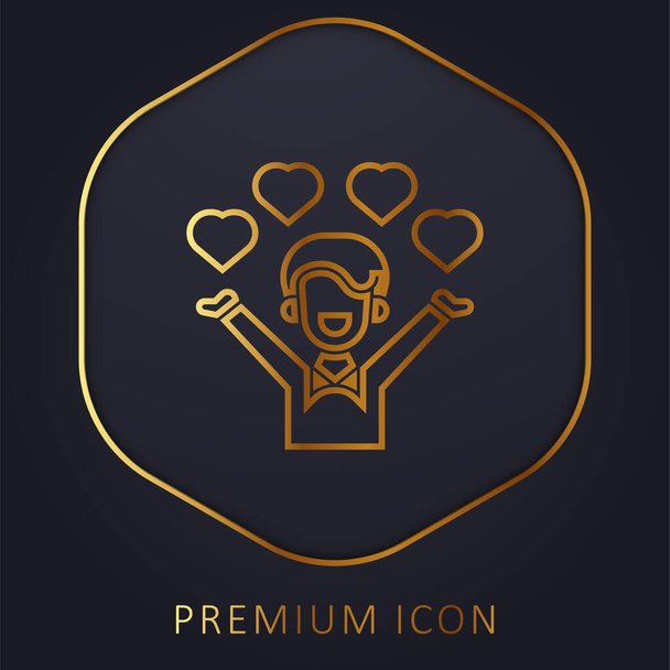 Afecto línea dorada logotipo premium o icono - Vector, imagen
