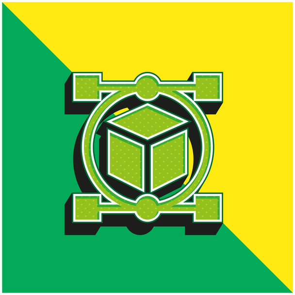 3d verde y amarillo moderno 3d vector icono logotipo - Vector, imagen