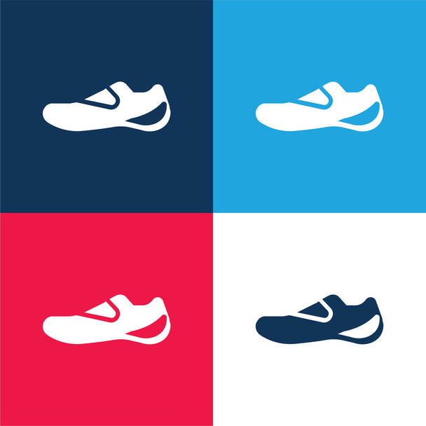 Boot blue and red four color minimal icon set - Vector, Image