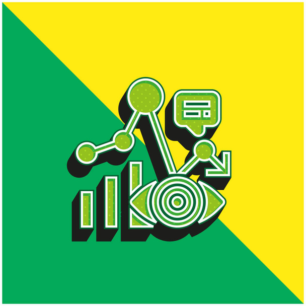 分析緑と黄色の現代的な3Dベクトルアイコンのロゴ - ベクター画像