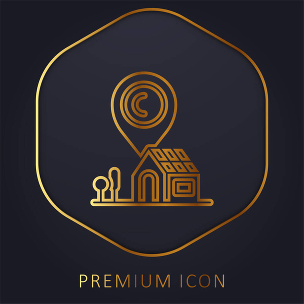 Adres gouden lijn premium logo of pictogram - Vector, afbeelding