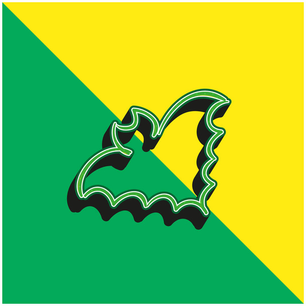 Yarasa Dış Hattı Yeşil ve Sarı Modern 3D vektör simgesi logosu - Vektör, Görsel