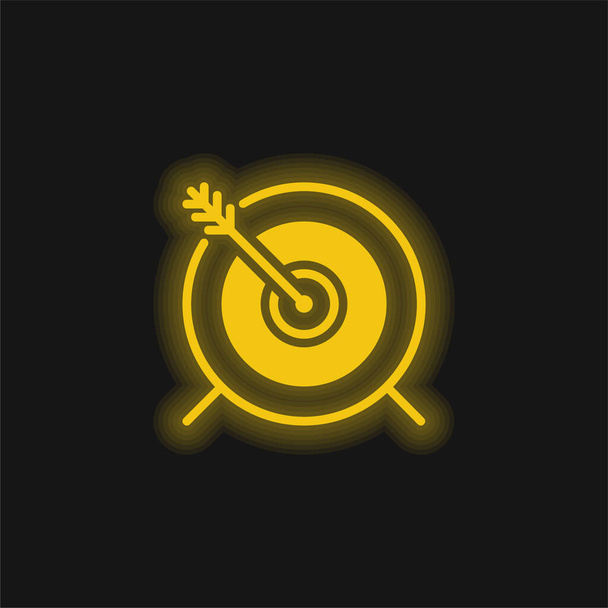 Okçuluk sarı parlak neon simgesi - Vektör, Görsel