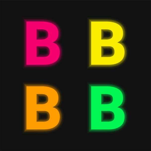 Tučné čtyři barvy zářící neonový vektor ikona - Vektor, obrázek
