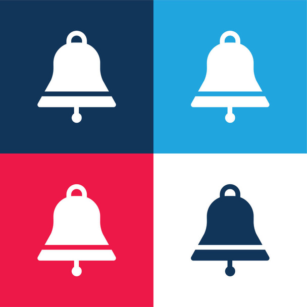 Campana azul y rojo conjunto de iconos mínimo de cuatro colores - Vector, imagen