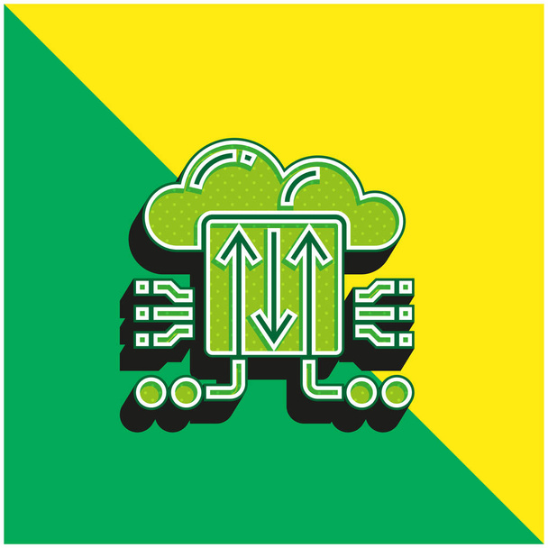 Backup Vihreä ja keltainen moderni 3d vektori kuvake logo - Vektori, kuva