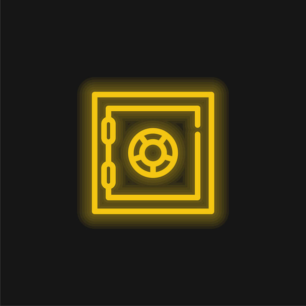 Bank Safe Box żółty świecący neon ikona - Wektor, obraz