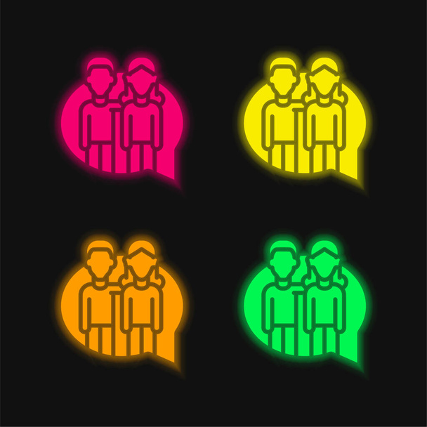 Tanácsok négy szín izzó neon vektor ikon - Vektor, kép