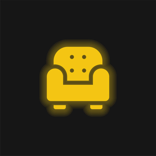 Sillón amarillo brillante icono de neón - Vector, Imagen