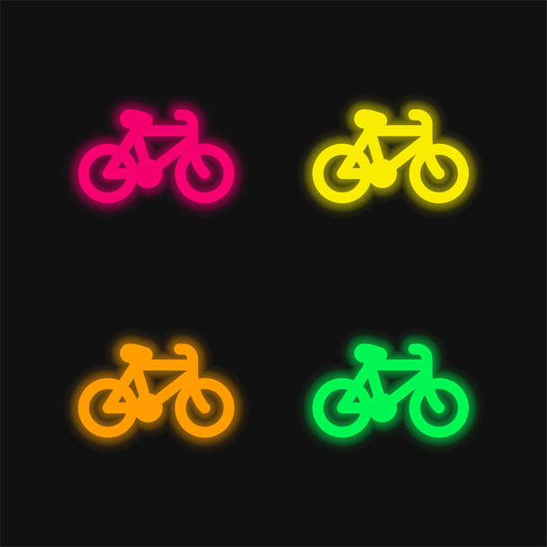 Fahrrad vier Farben leuchtenden Neon-Vektor-Symbol - Vektor, Bild