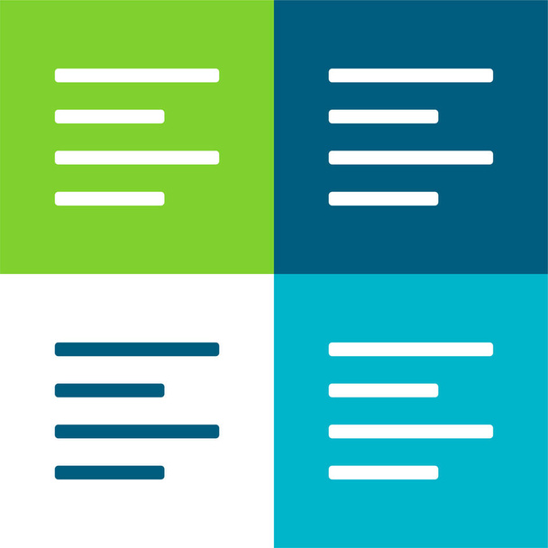 Alinear izquierda plana de cuatro colores mínimo icono conjunto - Vector, Imagen