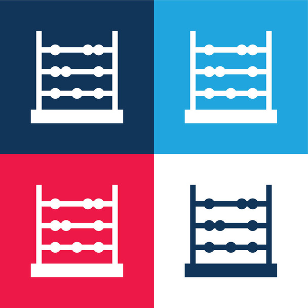 Abacus azul y rojo conjunto de iconos mínimo de cuatro colores - Vector, imagen