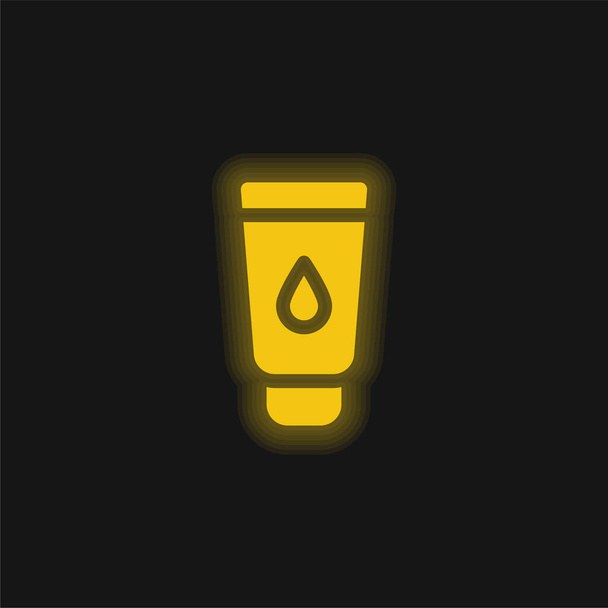 Babakrém sárga izzó neon ikon - Vektor, kép