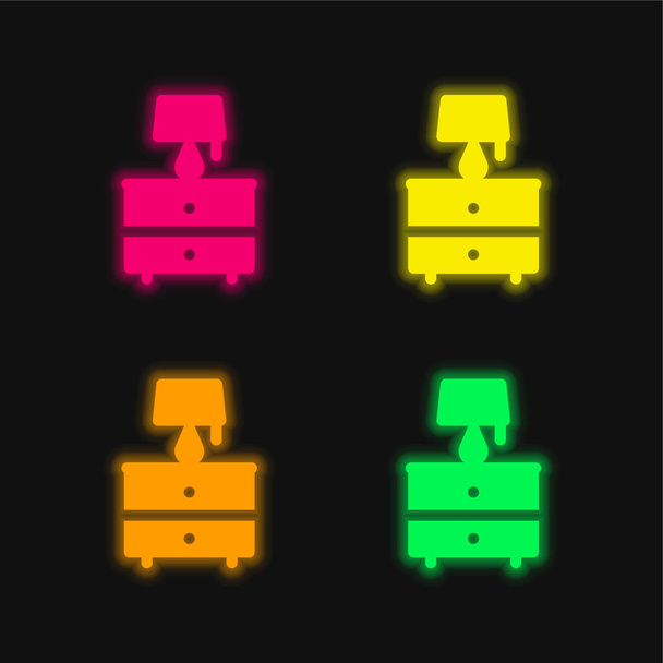 Таблица 4 цветной светящийся неоновый вектор - Вектор,изображение