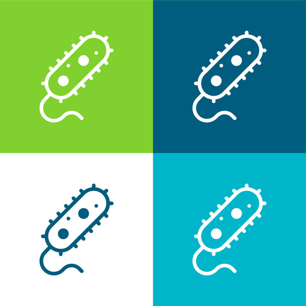 Bakterien Flache vier Farben minimales Symbol-Set - Vektor, Bild