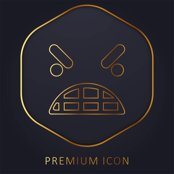 Emoticono de ira cara cuadrada línea dorada logotipo premium o icono - Vector, Imagen