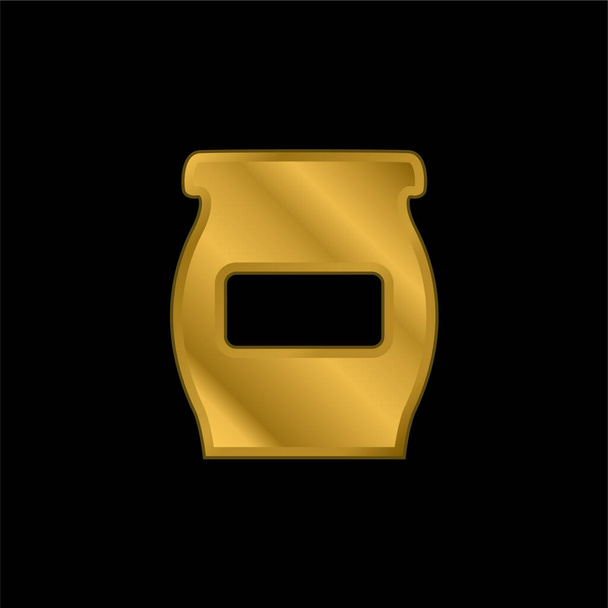 Чаша или фляжка с пустой этикеткой для кухни для хранения пищевого позолоченного металлического иконки или вектора логотипа - Вектор,изображение