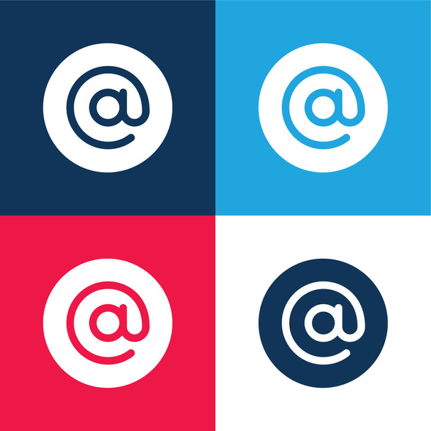 Ensemble d'icônes minime Arroba bleu et rouge quatre couleurs - Vecteur, image