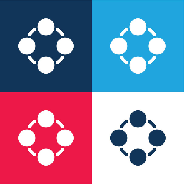 Aplicación azul y rojo conjunto de iconos mínimo de cuatro colores - Vector, imagen