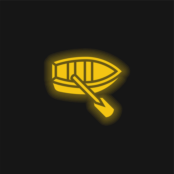 Barco amarillo brillante icono de neón - Vector, imagen