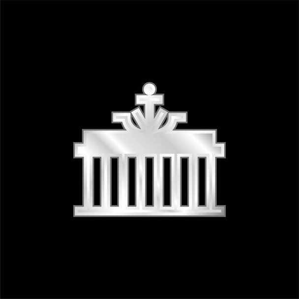 Brandenburg Gate silver plated metallic icon - Vector, Image
