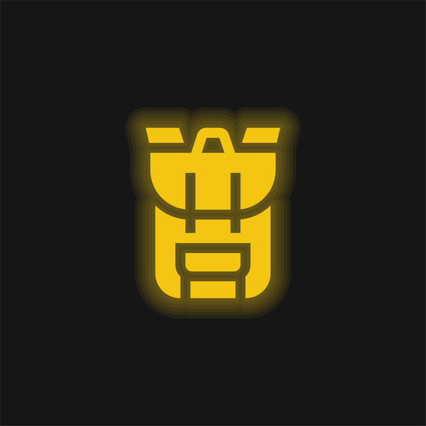 Backpack yellow glowing neon icon - Vector, Image