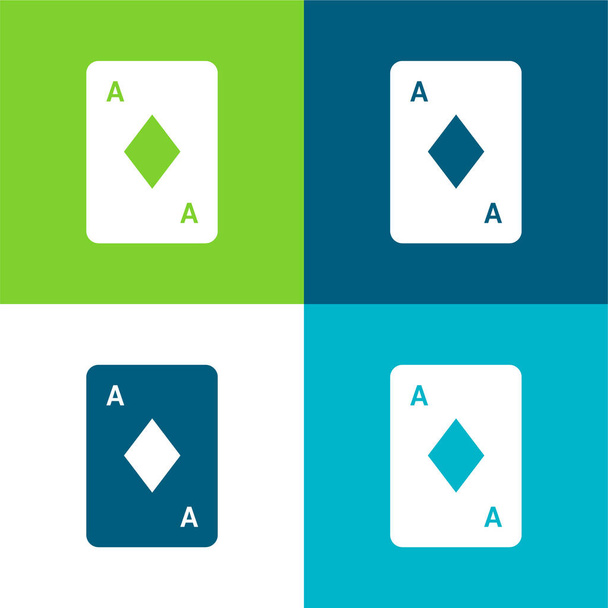 Ace Of Diamonds Flat quatro cores conjunto de ícones mínimos - Vetor, Imagem